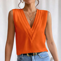 Solid Casual Loose Sleeveless  Tops
