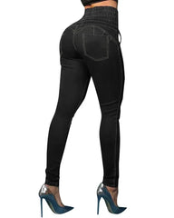 Women Mom Jeans Denim Pencil Pants Bodycon Buttock Lace Up Elastic Waist Pockets High Waist Bandage Sheath Spliced Y2k Button