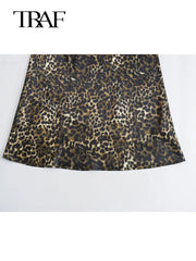 Women Vintage Chic Leopard Skirt