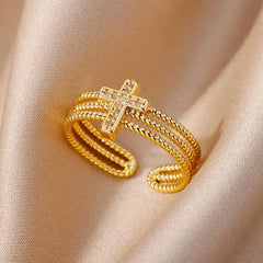 Stainless Steel Rings for Women Aesthetic Heart Gold Color Wedding Ring Vintage Waterproof Wedding Jewelry Prom Accessories Gift