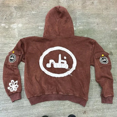Y2K Fashion Hoodie New Gothic Oversize Pattern Print Embroidery Zipper Hoodie Coat Womens Loose Sweatshirt Couple Casual Hoodie