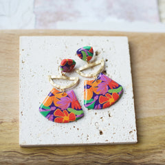 Trendy Fashion Rose Floral Dangle Pendant Enamel With Metal Parts Handmade Polymer Clay Earrings Sets Women's Accessories Gifts