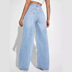 Women Mom Jeans Denim Y2k Pants Wide Leg Long Pant High Waist Loose Casual Straight Trousers Elegant Streetwear Autumn Winter