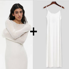 Elastic Knit Long Dresses