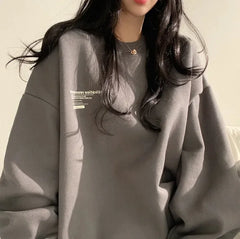 2024 Spring Autumn Women Sweatshirts Long Sleeve Oversized Hoodies Casual Letter Print Loose Pullovers Tops Harajuku Streetwear