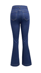 Flare Pants Women Mom Jeans Vintage Wide Leg Pants Denim High Waist Holes Pockets High Street Work Party Club Jeans Elegant Y2k