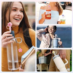 2pcs Silicone Cup Accessories For 30/40 Oz Stanley Cups, Reusable Dustproof Silicone Straw Plugs With Floral Design