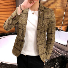 Men's Casual Plaid Suit
