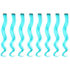 20 Inch Colourful Curly Wavy Party Highlights Clip in Synthetic Hairpieces 8 Pack Curly Colored Hair Extensions for Women