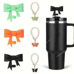 3Pcs Bow Straw Cap Covers Toppers Accessories for Stanley Cups Reusable Cute Silicone Straw Tips Water Bottle Protective Boot