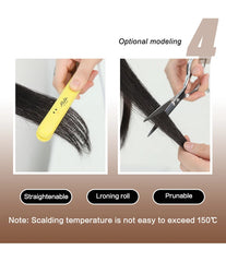 7JHH WIGS Shoulder Length Brown Wig for Women Daily Use High Density Synthetic Layered Brown Bob Wigs with Air Bangs