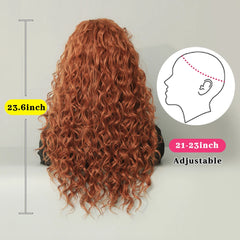 Long Blonde Red Curly Wig Bangs for Black Women Heat Resistant Synthetic Wigs Afro Natural Costume Party Daily Use Fake Hair