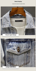 2023 Spring Vintage Embroidery Denim Jacket For Men Trendy Slim Fit Smooths Your Silhouette New Style Casual Clothing