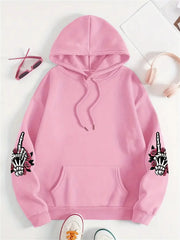 Expensive Talks Back Letter Print Hoodies Women Loose Comfortable Casual Pullover Skull Design Sweatshirt Harajuku Tops Clothing