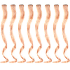 20 Inch Colourful Curly Wavy Party Highlights Clip in Synthetic Hairpieces 8 Pack Curly Colored Hair Extensions for Women