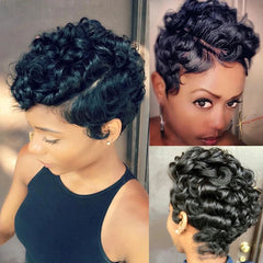 Short Curly Wigs Transparent 13x4 Lace Frontal Wig Natural Burgundy Piano Color Human Hair Wigs for Balck Women Perruque Catalin