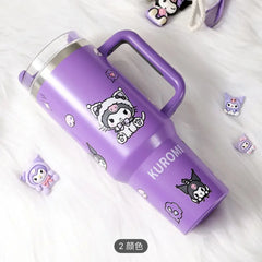 Stanley 40oz1200ml handle car mug mug with straw car ice cream mug cartoon kt cat cup.