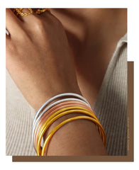 5pcs/set Stainless Steel Bracelet Bangles For Women 18K Gold Plated Waterproof No Tarnish Women's Minimalist Bracelets Bangle