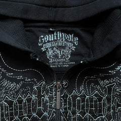 Y2K Fashion Hoodie New Gothic Oversize Pattern Print Embroidery Zipper Hoodie Coat Womens Loose Sweatshirt Couple Casual Hoodie