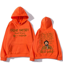 Rod Wave Graphic Printing Hooded Winter Hip Hop Grunge Sweatshirt Long-sleeved Fleece Clothing Ropa Hombre Casual Punk Pullovers