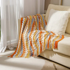 Knitted Blankets Bohemian Plaid Throw Blanket Sofa Cover With Tassels Travel Leisure Bed Cover Blanket boho Bedspread