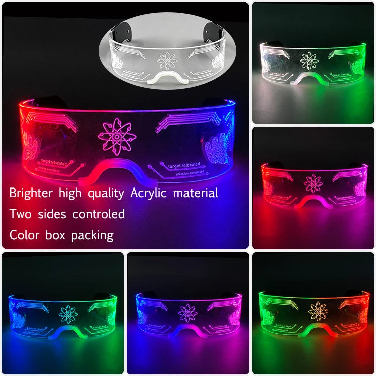 Colorful LED Luminous Glasses Light Up Goggles Glow In Dark Flashing Glasses Men Women Bar Performence Props Eyewear Supplies