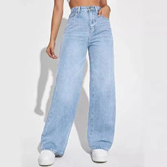 Women Mom Jeans Denim Y2k Pants Wide Leg Long Pant High Waist Loose Casual Straight Trousers Elegant Streetwear Autumn Winter