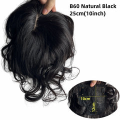 Body Wavy Brazilian Human Hair Toppers 25cm Clip In Hairpieces Extensions Increase Hair Volume for Women Mild Light Brown Remy