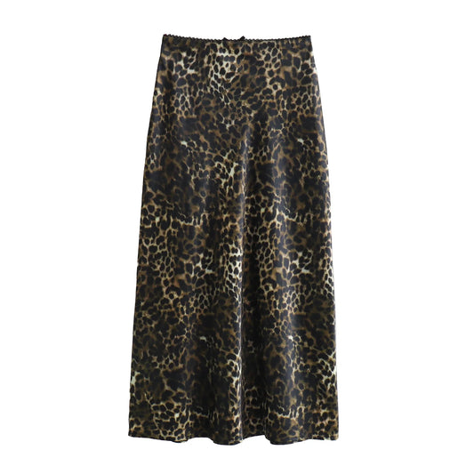 Women Vintage Chic Leopard Skirt