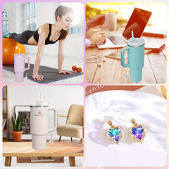 2pcs/pack Heart-Shaped Crystal Charms For Tumblers, 0.59inch Golden Chain Cup Accessories, Beverage Identifier For Stanley Cups