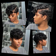 Short Curly Wigs Transparent 13x4 Lace Frontal Wig Natural Burgundy Piano Color Human Hair Wigs for Balck Women Perruque Catalin