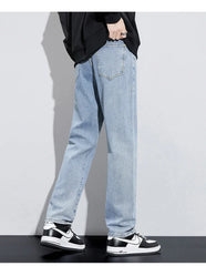 New Autumn Men's Baggy Jeans High Street Fashion Wide Legs Denim Trousers Straight Comfortable Casual Male Pants Streetwear