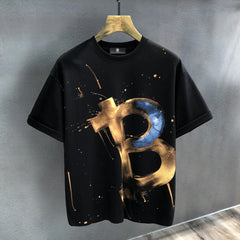 Supzoom New Arrival Summer High Street Splash Ink Printing Neutral O-neck Casual Heavy Texture Cotton Ins Loose Men T shirt