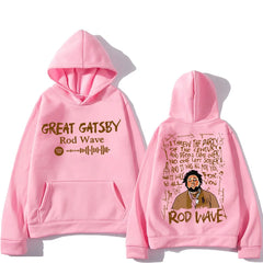 Rod Wave Graphic Printing Hooded Winter Hip Hop Grunge Sweatshirt Long-sleeved Fleece Clothing Ropa Hombre Casual Punk Pullovers