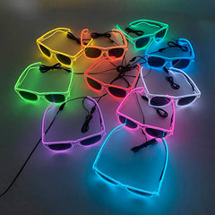 1Pcs Light Up LED Glasses with Dark Lens Neon EL Wire Glow Glasses Glow in The Dark Glow Favors Supplies for Kids Adults