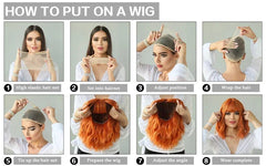 7JHH WIGS Shoulder Length Brown Wig for Women Daily Use High Density Synthetic Layered Brown Bob Wigs with Air Bangs