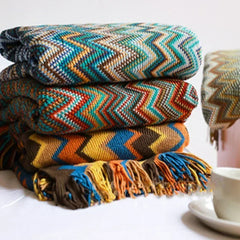 Knitted Blankets Bohemian Plaid Throw Blanket Sofa Cover With Tassels Travel Leisure Bed Cover Blanket boho Bedspread