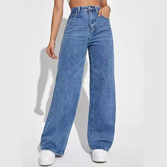Women's wide leg straight jeans
