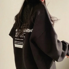 2024 Spring Autumn Women Sweatshirts Long Sleeve Oversized Hoodies Casual Letter Print Loose Pullovers Tops Harajuku Streetwear