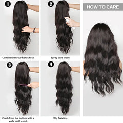 7JHH WIGS Shoulder Length Brown Wig for Women Daily Use High Density Synthetic Layered Brown Bob Wigs with Air Bangs