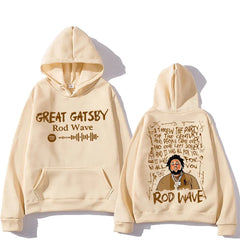 Rod Wave Graphic Printing Hooded Winter Hip Hop Grunge Sweatshirt Long-sleeved Fleece Clothing Ropa Hombre Casual Punk Pullovers