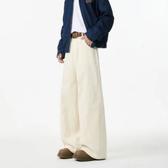 Spring Corduroy Pants Men Oversized Straight Beige Casual Pants Men Streetwear Loose Wide Leg Pants Mens Vintage Trousers M-3XL