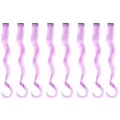 20 Inch Colourful Curly Wavy Party Highlights Clip in Synthetic Hairpieces 8 Pack Curly Colored Hair Extensions for Women