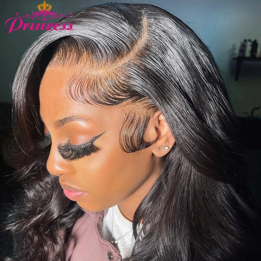 Princess Hair 13x6 Body Wave Lace Front Wigs Pre Plucked HD Transparent Frontal Wigs Human Hair Lace Front Wigs for Women