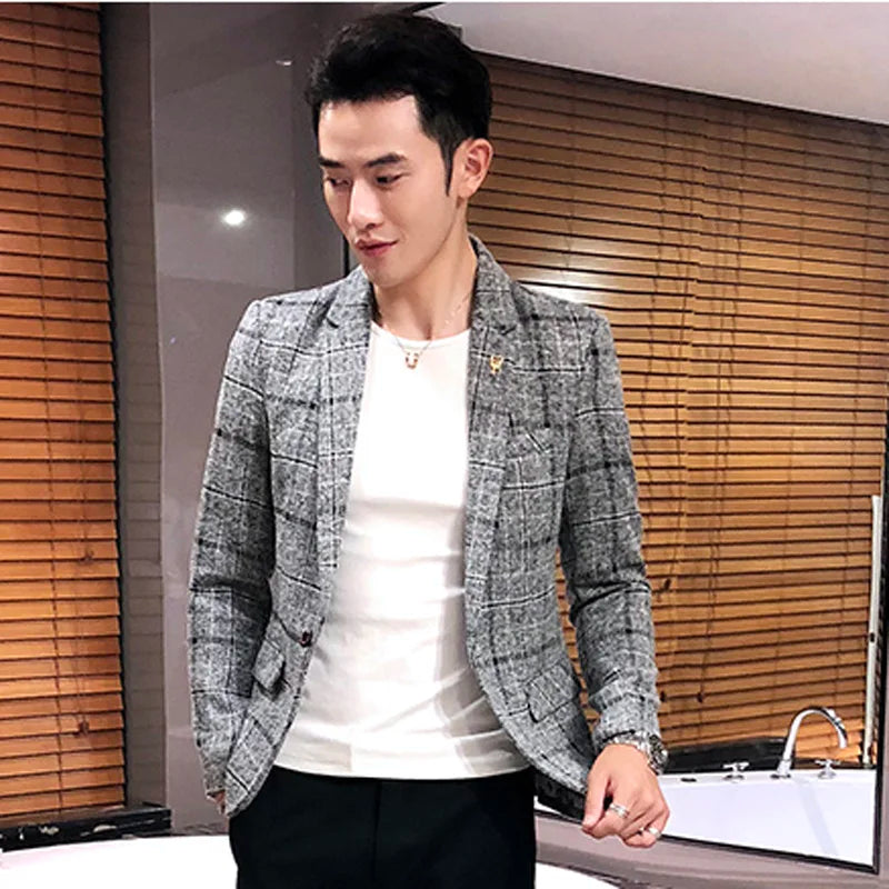 Men's Casual Plaid Suit
