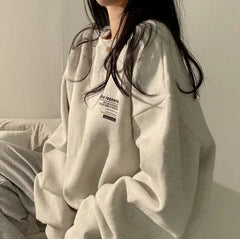 2024 Spring Autumn Women Sweatshirts Long Sleeve Oversized Hoodies Casual Letter Print Loose Pullovers Tops Harajuku Streetwear