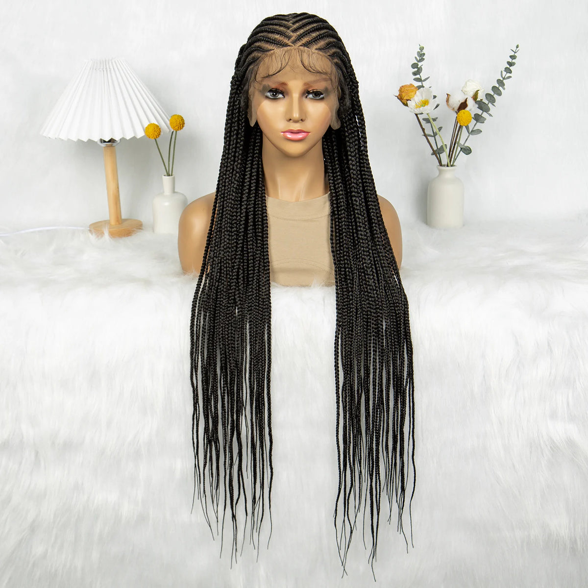 Synthetic HD Lace Front Box Braided Wigs Cornrow Knotless Box Braided Wig with Baby Hair Crochet Hair for Black Women