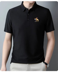 New style ice silk jacquard polo shirt short sleeve summer men's t-shirt casual business fashion stand collar t-shirt men