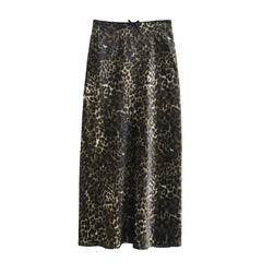 Women Vintage Chic Leopard Skirt