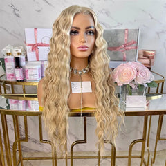Synthetic Lace Front Wig Blonde Wigs for Woman Lady Deep Wave Lace Front Wigs Caramel Golden Blonde Wig Glueless Cosplay Sale
